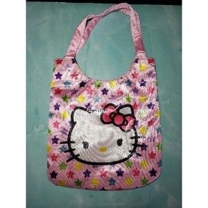 Sanrio Hello Kitty Mini Tote Bag Sequin Pink Satin Cute Japan 2011 FAB EUC